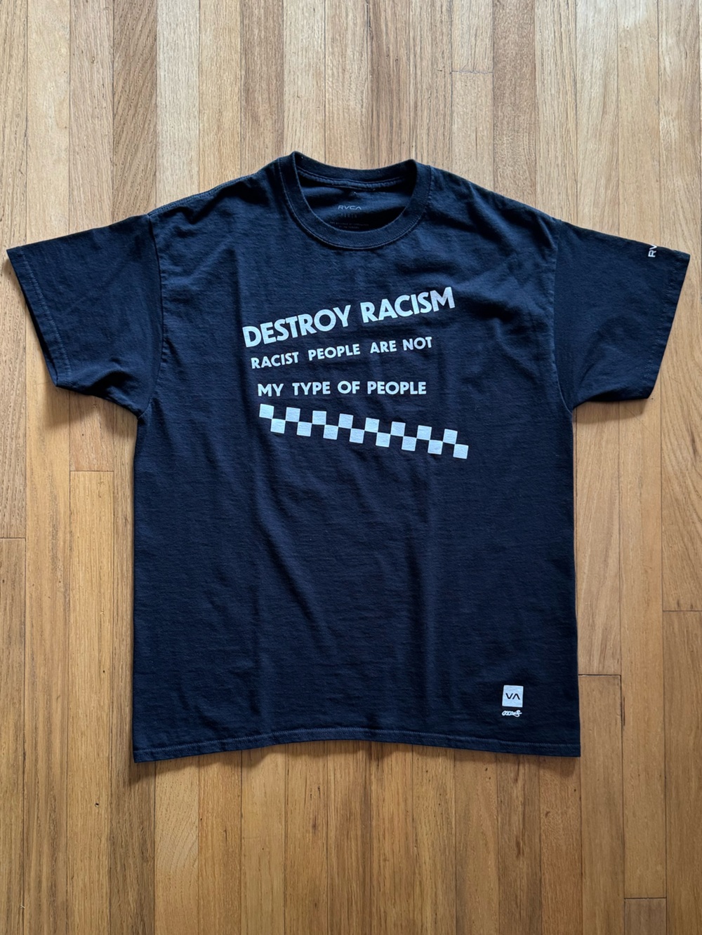 RVCA Black Short‑Sleeve Destroy Racism Tee